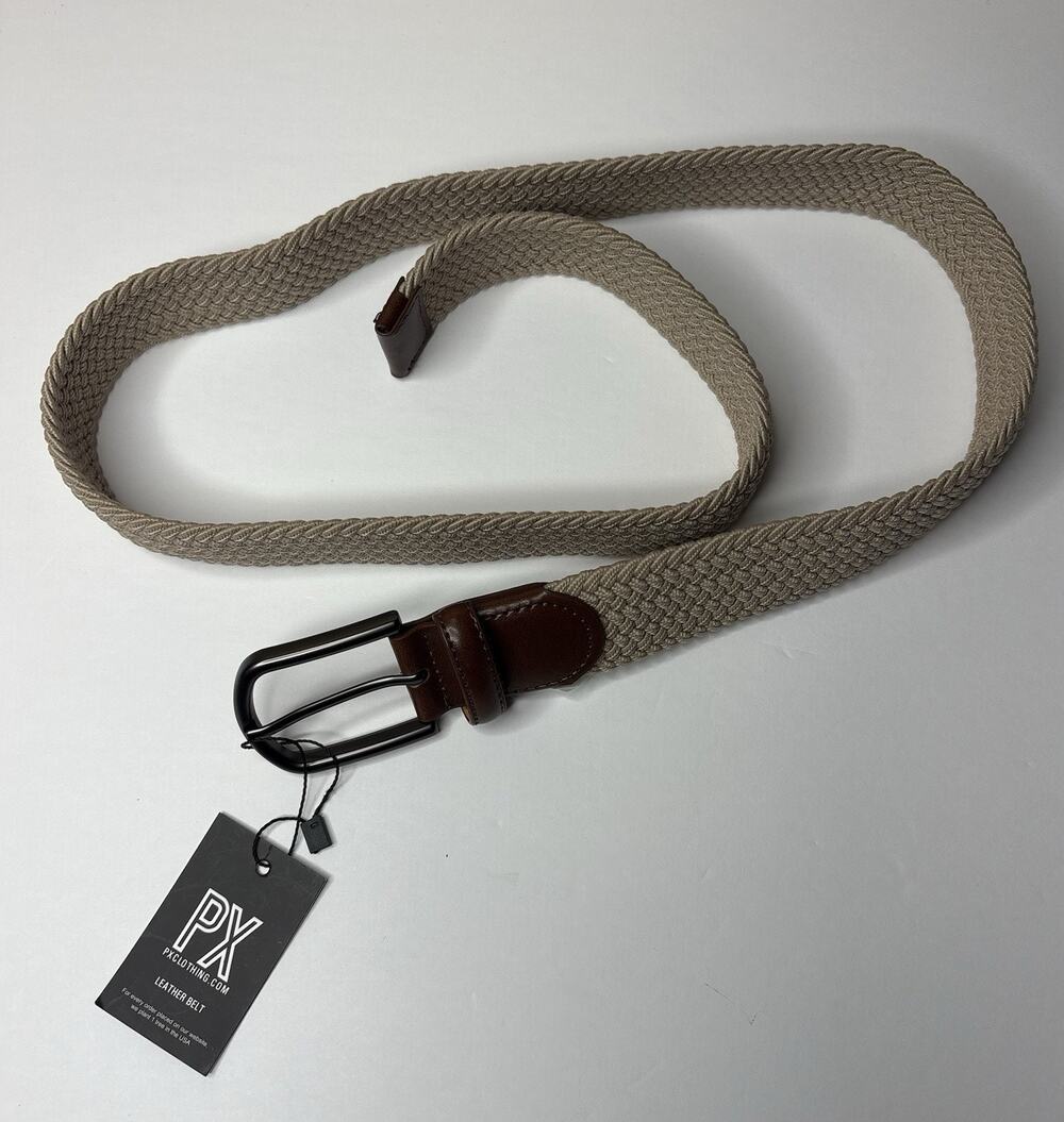 NWT PX Clothing Men’s Braided Stretch Belt Beige & Brown Sz 36